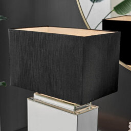 Furniturebox Saanvi Contemporary Mirrored Glass Table Lamp With Wide Black Light Shade Including A Rated Energy Efficient Led Bulb - thumbnail 4