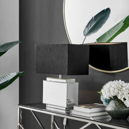 Furniturebox Saanvi Contemporary Mirrored Glass Table Lamp With Wide Black Light Shade Including A Rated Energy Efficient Led Bulb - thumbnail 1