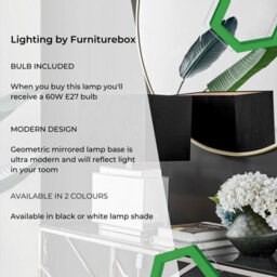 Furniturebox Saanvi Contemporary Mirrored Glass Table Lamp With Wide Black Light Shade Including A Rated Energy Efficient Led Bulb - thumbnail 6