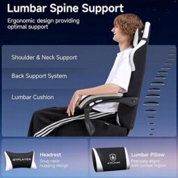 Gtplayer Gaming Chair Fabric, High Back Computer Chairs With Footrest For Adults, Ergonomic Pc Chair For Home Office, Black - thumbnail 4