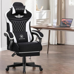 Gtplayer Gaming Chair Fabric, High Back Computer Chairs With Footrest For Adults, Ergonomic Pc Chair For Home Office, Black - thumbnail 5