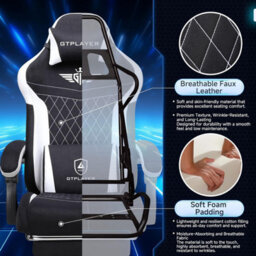 Gtplayer Gaming Chair Fabric, High Back Computer Chairs With Footrest For Adults, Ergonomic Pc Chair For Home Office, Black - thumbnail 8