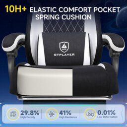 Gtplayer Gaming Chair Fabric, High Back Computer Chairs With Footrest For Adults, Ergonomic Pc Chair For Home Office, Black - thumbnail 9