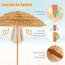 Costway 2M Outdoor Patio Umbrella Garden Parasol Portable Beach Poolside - thumbnail 8