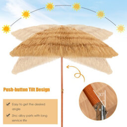 Costway 2M Outdoor Patio Umbrella Garden Parasol Portable Beach Poolside - thumbnail 6