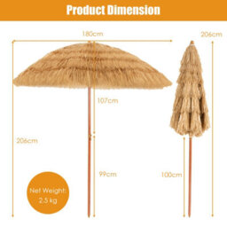 Costway 2M Outdoor Patio Umbrella Garden Parasol Portable Beach Poolside - thumbnail 2