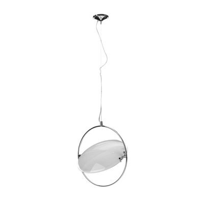 Orsina Small White Glass Pendant Light, Chrome Fitting Hanging Light For Living Room Or Bedroom