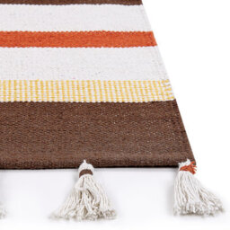 Beliani Handwoven Cotton Area Rag Rug Brown And Beige Stripes 140 X 200 Cm - thumbnail 3