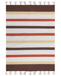 Beliani Handwoven Cotton Area Rag Rug Brown And Beige Stripes 140 X 200 Cm - thumbnail 1