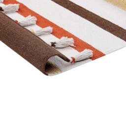 Beliani Handwoven Cotton Area Rag Rug Brown And Beige Stripes 140 X 200 Cm - thumbnail 6