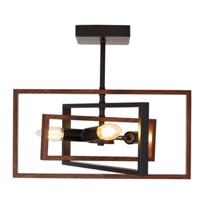 Living And Home Black Teak Wood Grain 3 Light Vintage Industria Ceiling Light ,e14 - image 1