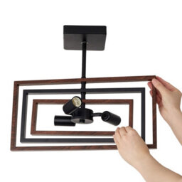 Living And Home Black Teak Wood Grain 3 Light Vintage Industria Ceiling Light ,e14 - thumbnail 4