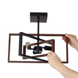 Living And Home Black Teak Wood Grain 3 Light Vintage Industria Ceiling Light ,e14 - thumbnail 3
