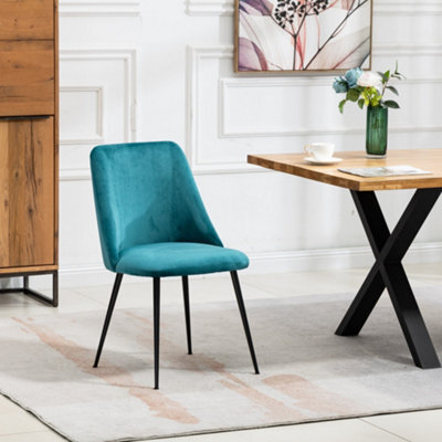 Morandi Velvet Dining Chairs - Set Of 2 - Teal - image 1