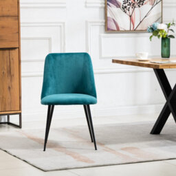 Morandi Velvet Dining Chairs - Set Of 2 - Teal - thumbnail 2