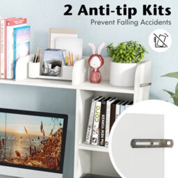 Costway 3-Tier Desk Bookshelf Wooden Desktop Display Shelf Furniture Hutch - thumbnail 7