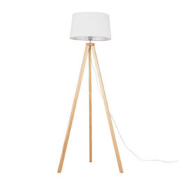 Valuelights Barbro Natural Tripod Floor Lamp With White Linen Tapered Shade - thumbnail 2