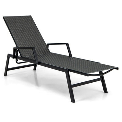 Wicker Outdoor Chaise Lounge Adjustable Rattan Garden Lounge Chair - image 1