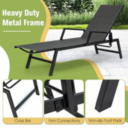 Wicker Outdoor Chaise Lounge Adjustable Rattan Garden Lounge Chair - thumbnail 6