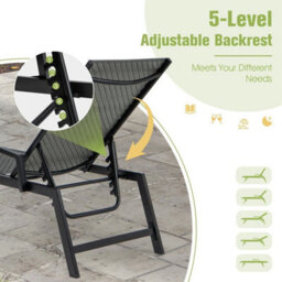 Wicker Outdoor Chaise Lounge Adjustable Rattan Garden Lounge Chair - thumbnail 5