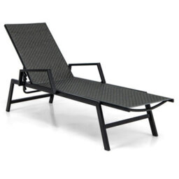Wicker Outdoor Chaise Lounge Adjustable Rattan Garden Lounge Chair