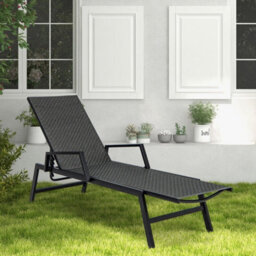 Wicker Outdoor Chaise Lounge Adjustable Rattan Garden Lounge Chair - thumbnail 3