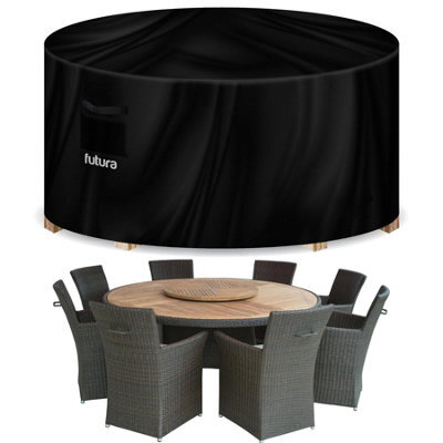 Futura 420D Round 230X100Cm Waterproof Garden Furniture Cover, Outdoor Patio Weatherproof Table & Chair Set Shield - image 1
