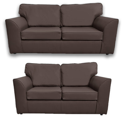 Furnishings For Less UK Danbury Leather Fabric Sofa Set 3 And 2 Seater Sofa  Brown - image 1