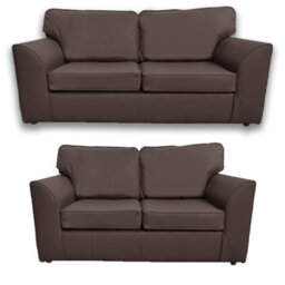 Furnishings For Less UK Danbury Leather Fabric Sofa Set 3 And 2 Seater Sofa  Brown
