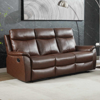 Furnishings For Less UK Ferndale 3 Seater Recliner Sofa Brown Leatheraire Manual - image 1