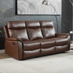 Furnishings For Less UK Ferndale 3 Seater Recliner Sofa Brown Leatheraire Manual