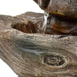 Living And Home 5-Tier Realistic Wood-Stone Look Resin Solar-Powered Water Fountain, Outdoor Decor For Patio & Yard - thumbnail 6