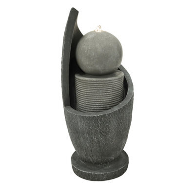 MonsterShop Outdoor Water Feature Garden Fountain Led Plug-In Pump Zen Cascade - image 1