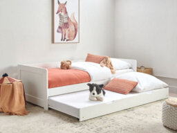 Beliani Trundle Bed Pine Wood Gravelines 90 X 200 Cm (Eu Single) White - thumbnail 2