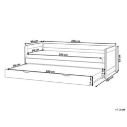 Beliani Trundle Bed Pine Wood Gravelines 90 X 200 Cm (Eu Single) White - thumbnail 3