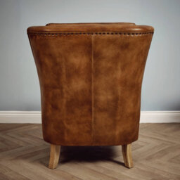 Elm Home And Products Real Genuine Leather Tub Aviator Wing Accent Arm Chair Brown Tan 97Cm High X 80Cm Wide X 97Cm Deep - thumbnail 3