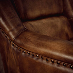Elm Home And Products Real Genuine Leather Tub Aviator Wing Accent Arm Chair Brown Tan 97Cm High X 80Cm Wide X 97Cm Deep - thumbnail 4