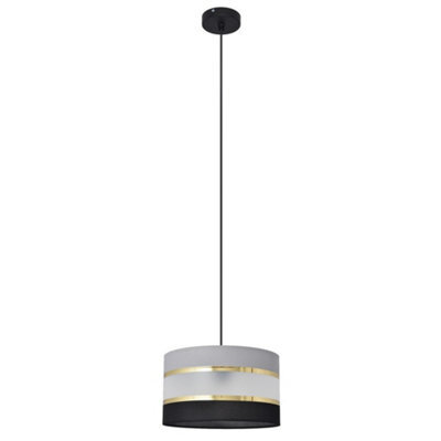 Luminosa Lighting Luminosa Helen Cylindrical Pendant Ceiling Light Black, Gold, Grey 25Cm - image 1