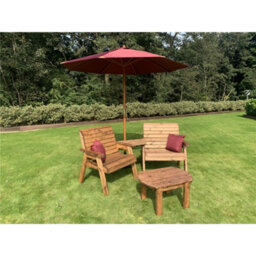 Marlborough Traditional Grand Twin Angled With Coffee Table, 2 X Scatter Cushion Burgundy & 1 X Parasol Burgundy & Base - thumbnail 2