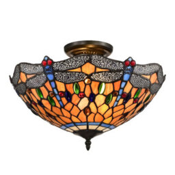 Belofay Dragonfly Style Tiffany Ceiling Light Stained Glass Handmade Uplighter Shade Ceiling Lights For Living Room - thumbnail 1