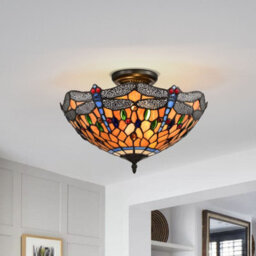 Belofay Dragonfly Style Tiffany Ceiling Light Stained Glass Handmade Uplighter Shade Ceiling Lights For Living Room - thumbnail 3