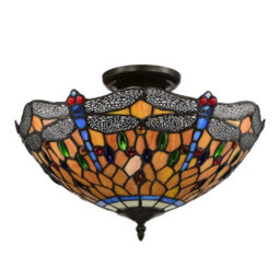 Belofay Dragonfly Style Tiffany Ceiling Light Stained Glass Handmade Uplighter Shade Ceiling Lights For Living Room - thumbnail 2
