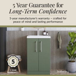 Balterley Level Modern Bathroom 2 Soft Close Door & Mid-Edge Vanity Unit Basin, Satin Green, 500mm - thumbnail 6