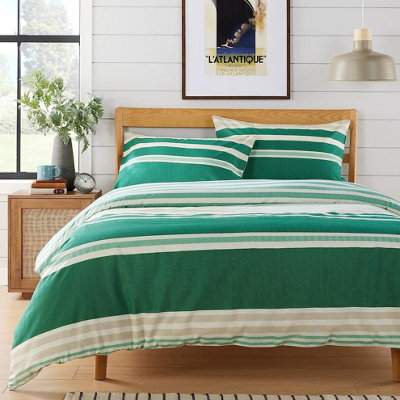 Miami Stripes Printed Duvet Set In Green - King