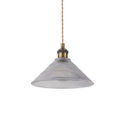 First Choice Lighting Set Of 2 Barnes - Clear 25Cm Fluted Glass Pendant Shades - thumbnail 4