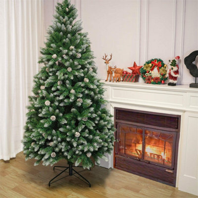 Abrihome 6Ft Artificial Christmas Tree,snowflake Spray White Belt Pine Cone Tree - image 1