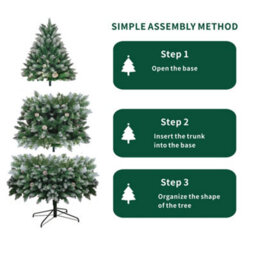 Abrihome 6Ft Artificial Christmas Tree,snowflake Spray White Belt Pine Cone Tree - thumbnail 7