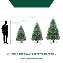 Abrihome 6Ft Artificial Christmas Tree,snowflake Spray White Belt Pine Cone Tree - thumbnail 5