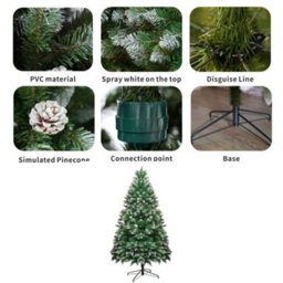Abrihome 6Ft Artificial Christmas Tree,snowflake Spray White Belt Pine Cone Tree - thumbnail 4