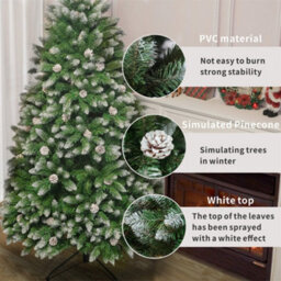 Abrihome 6Ft Artificial Christmas Tree,snowflake Spray White Belt Pine Cone Tree - thumbnail 3